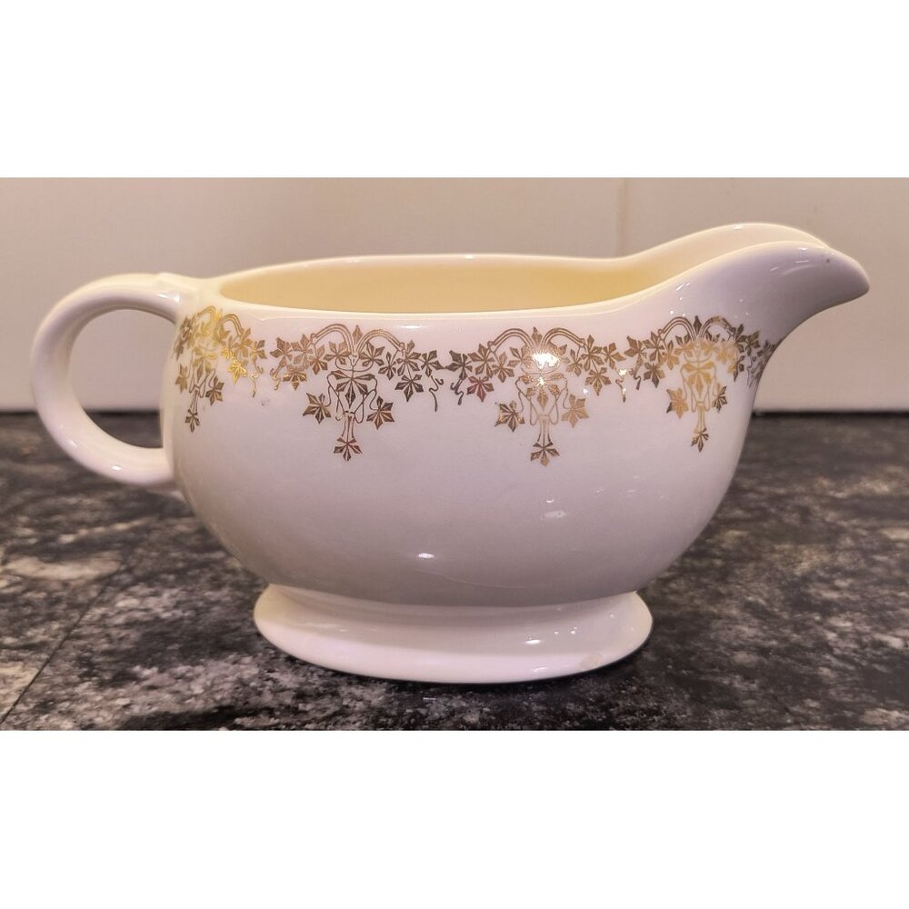 Vintage Royal Gold Crest Gravy Boat With Gold Vine Design